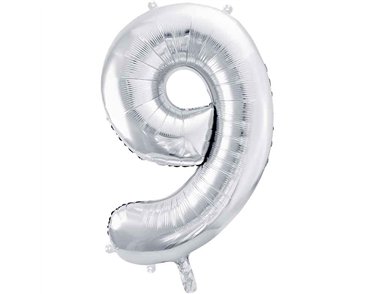 86cm SILVER NUMBER 9 FOIL BALLOON