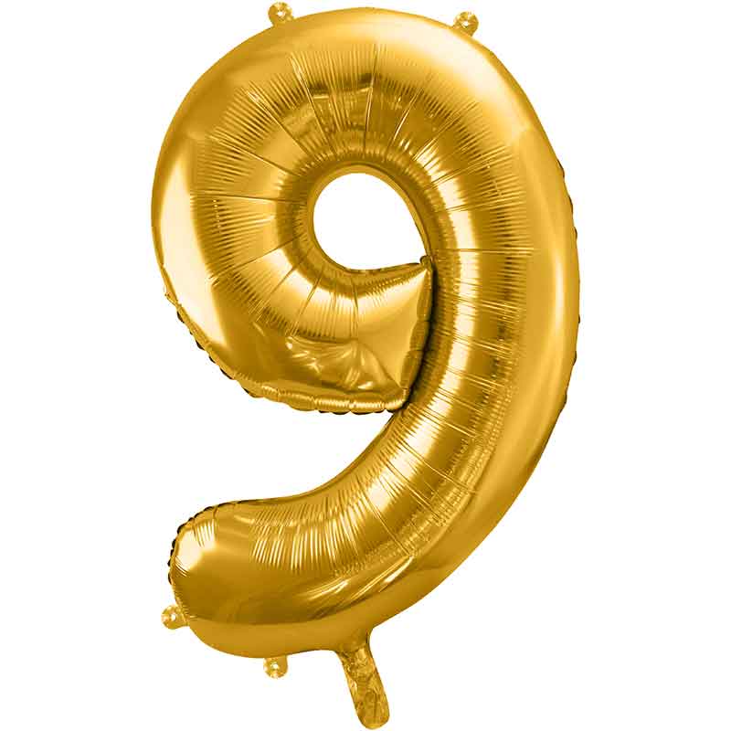 86cm GOLD NUMBER 9 FOIL BALLOON