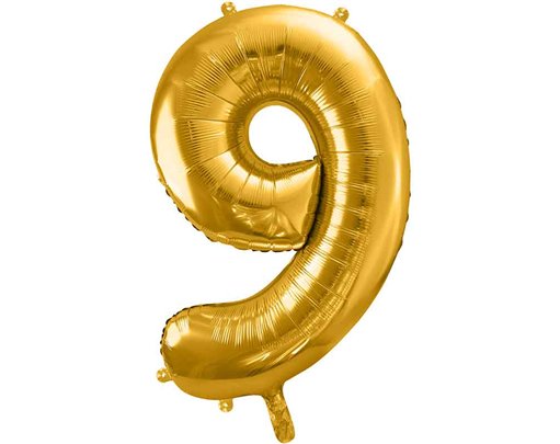 86cm GOLD NUMBER 9 FOIL BALLOON