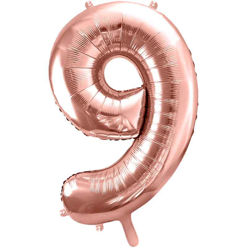 86cm ROSE GOLD NUMBER 9 FOIL BALLOON