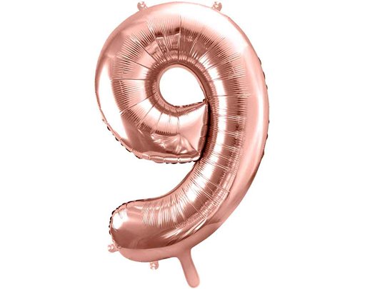 86cm ROSE GOLD NUMBER 9 FOIL BALLOON
