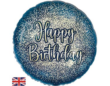 18in GLITTER BIRTHDAY NAVY GOLD FOIL BALLOON
