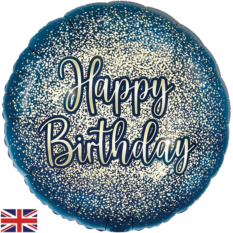 18in GLITTER BIRTHDAY NAVY GOLD FOIL BALLOON