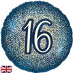 18in 16TH GLITTER BIRTHDAY NAVY GOLD FOIL BALLOON