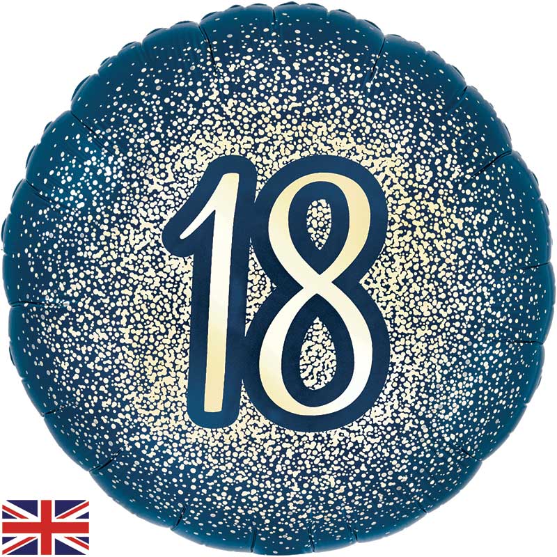 18in 18TH GLITTER BIRTHDAY NAVY GOLD FOIL BALLOON