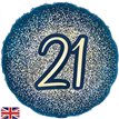 18in 21ST GLITTER BIRTHDAY NAVY GOLD FOIL BALLOON