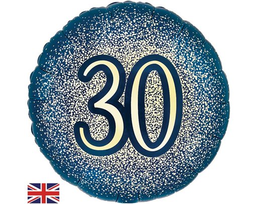 18in 30TH GLITTER BIRTHDAY NAVY GOLD FOIL BALLOON