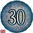 18in 30TH GLITTER BIRTHDAY NAVY GOLD FOIL BALLOON