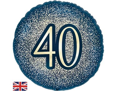 18in 40TH GLITTER BIRTHDAY NAVY GOLD FOIL BALLOON