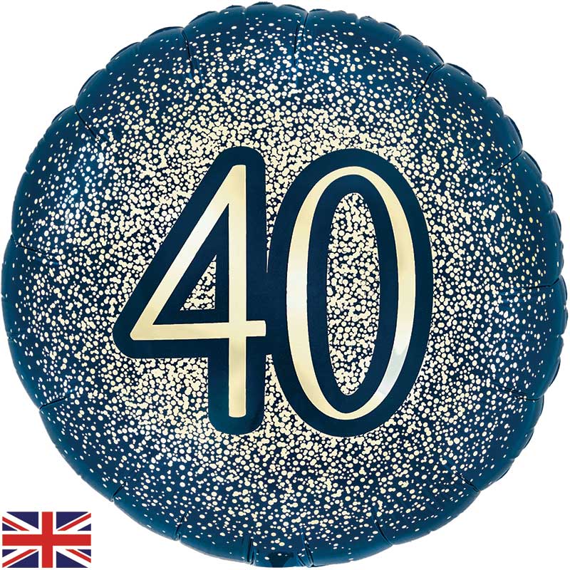 18in 40TH GLITTER BIRTHDAY NAVY GOLD FOIL BALLOON