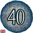 18in 40TH GLITTER BIRTHDAY NAVY GOLD FOIL BALLOON