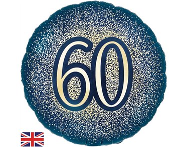 18in 60TH GLITTER BIRTHDAY NAVY GOLD FOIL BALLOON