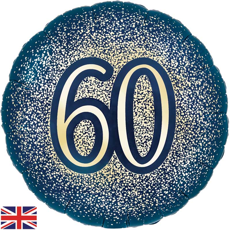 18in 60TH GLITTER BIRTHDAY NAVY GOLD FOIL BALLOON