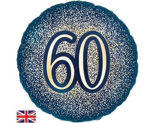 18in 60TH GLITTER BIRTHDAY NAVY GOLD FOIL BALLOON