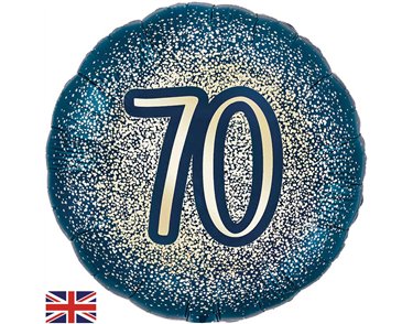 18in 70TH GLITTER BIRTHDAY NAVY GOLD FOIL BALLOON