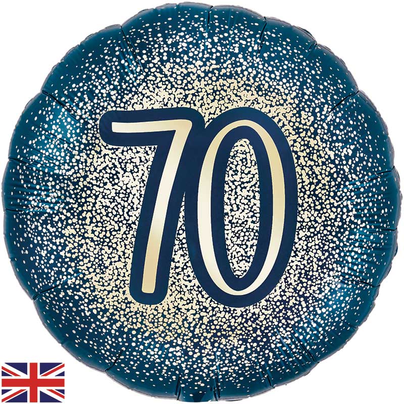 18in 70TH GLITTER BIRTHDAY NAVY GOLD FOIL BALLOON