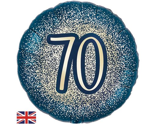 18in 70TH GLITTER BIRTHDAY NAVY GOLD FOIL BALLOON