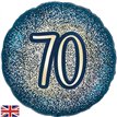 18in 70TH GLITTER BIRTHDAY NAVY GOLD FOIL BALLOON