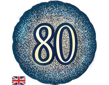 18in 80TH GLITTER BIRTHDAY NAVY GOLD FOIL BALLOON