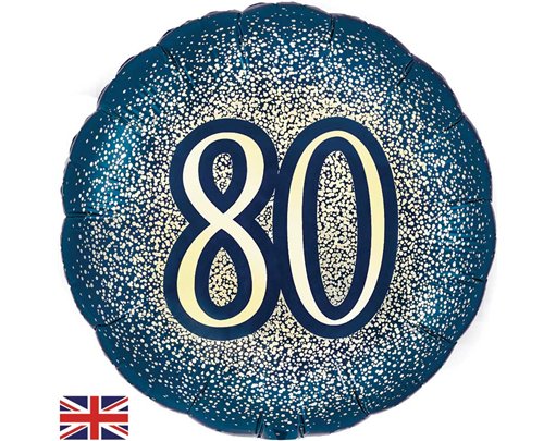 18in 80TH GLITTER BIRTHDAY NAVY GOLD FOIL BALLOON