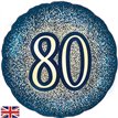 18in 80TH GLITTER BIRTHDAY NAVY GOLD FOIL BALLOON