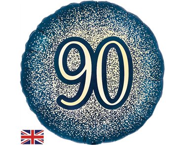 18in 90TH GLITTER BIRTHDAY NAVY GOLD FOIL BALLOON