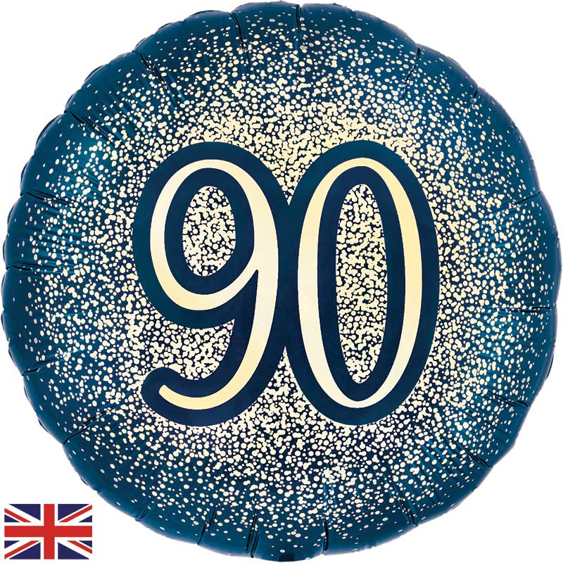 18in 90TH GLITTER BIRTHDAY NAVY GOLD FOIL BALLOON