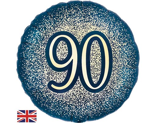 18in 90TH GLITTER BIRTHDAY NAVY GOLD FOIL BALLOON