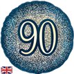 18in 90TH GLITTER BIRTHDAY NAVY GOLD FOIL BALLOON