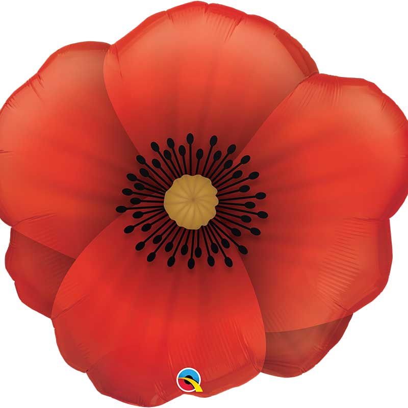 31in PRETTY POPPY SHAPED FOIL BALLOON