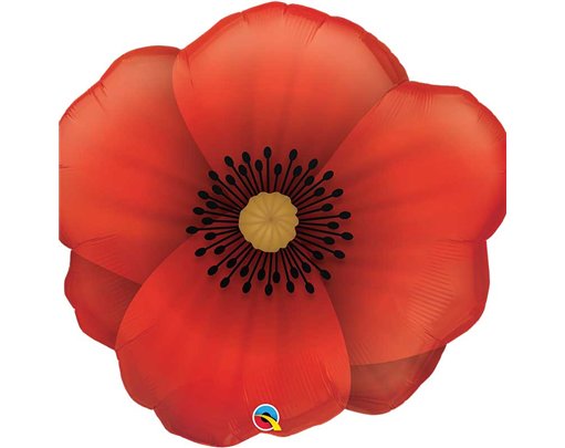 31in PRETTY POPPY SHAPED FOIL BALLOON