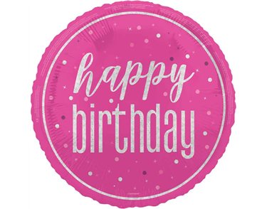 18in GLITZ PINK HAPPY BIRTHDAY FOIL BALLOON