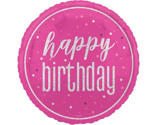 18in GLITZ PINK HAPPY BIRTHDAY FOIL BALLOON
