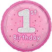 18in GLITZ PINK 1ST BIRTHDAY FOIL BALLOON