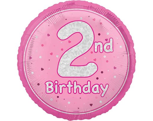 18in GLITZ PINK 2ND BIRTHDAY FOIL BALLOON