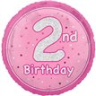18in GLITZ PINK 2ND BIRTHDAY FOIL BALLOON