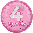 18in GLITZ PINK 4TH BIRTHDAY FOIL BALLOON