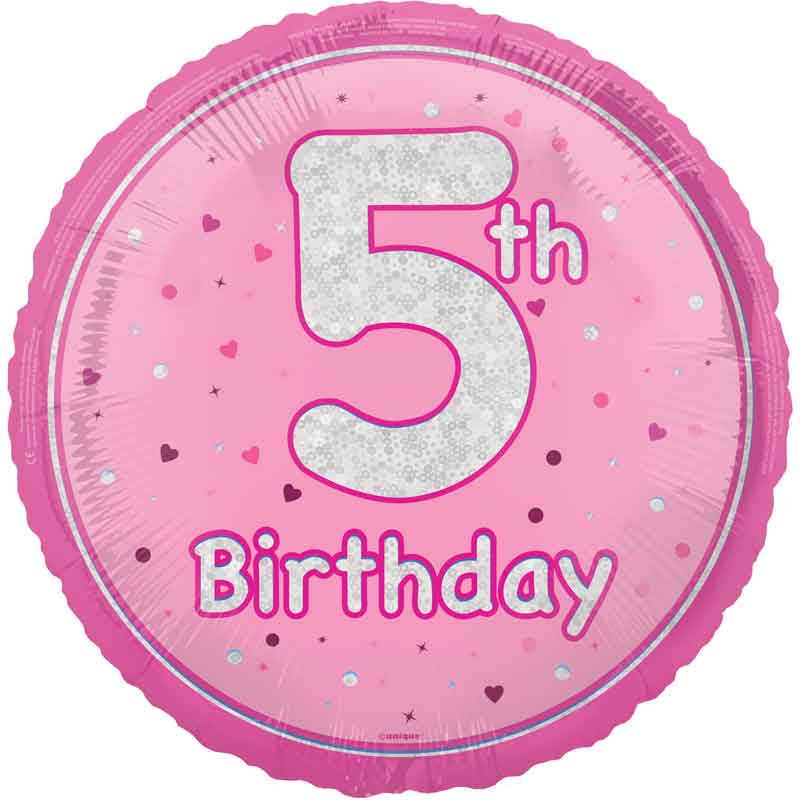 18in GLITZ PINK 5TH BIRTHDAY FOIL BALLOON