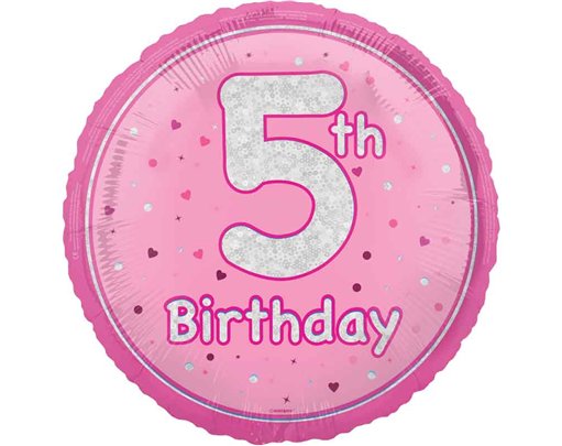 18in GLITZ PINK 5TH BIRTHDAY FOIL BALLOON