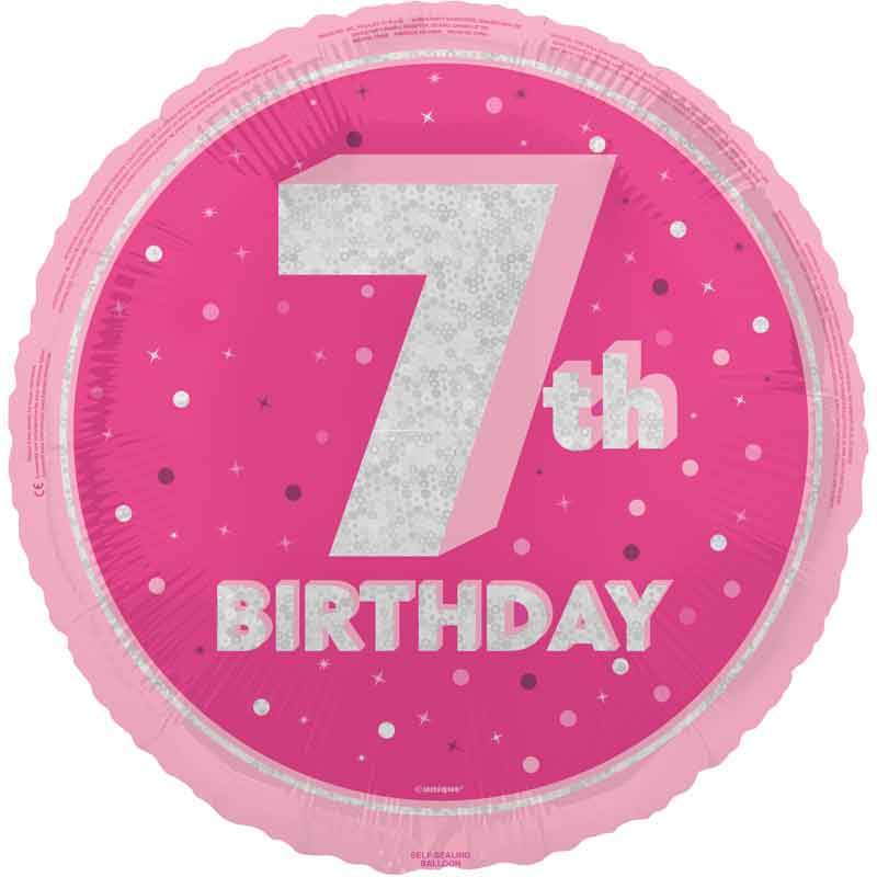 18in GLITZ PINK 7TH BIRTHDAY FOIL BALLOON