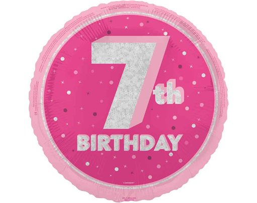 18in GLITZ PINK 7TH BIRTHDAY FOIL BALLOON