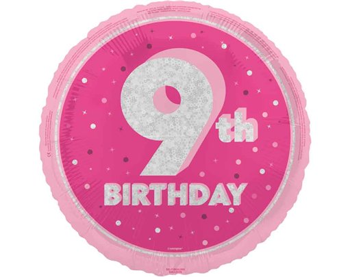 18in GLITZ PINK 9TH BIRTHDAY FOIL BALLOON
