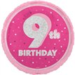 18in GLITZ PINK 9TH BIRTHDAY FOIL BALLOON