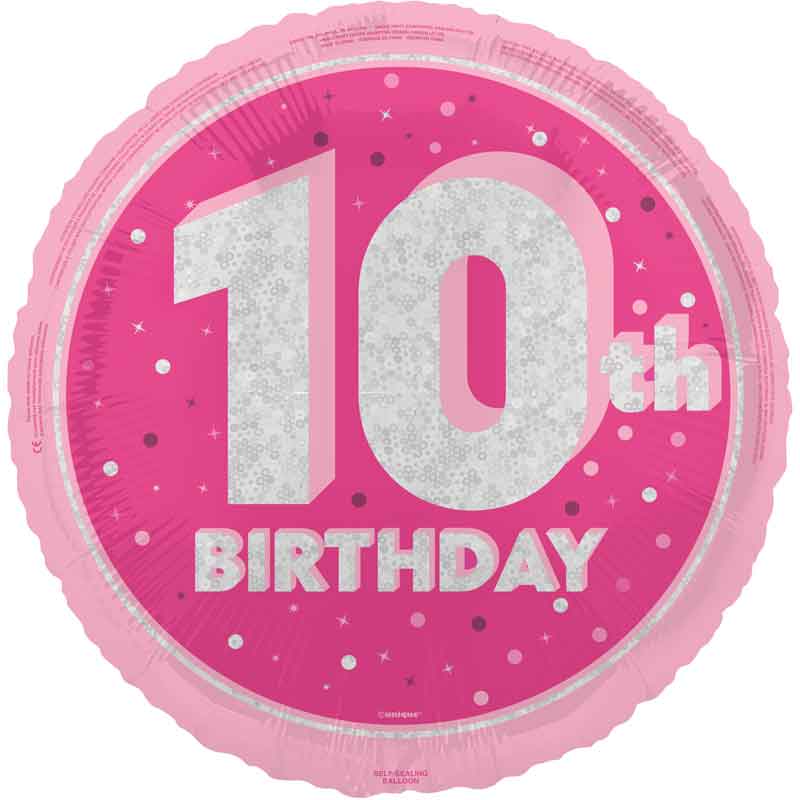 18in GLITZ PINK 10TH BIRTHDAY FOIL BALLOON