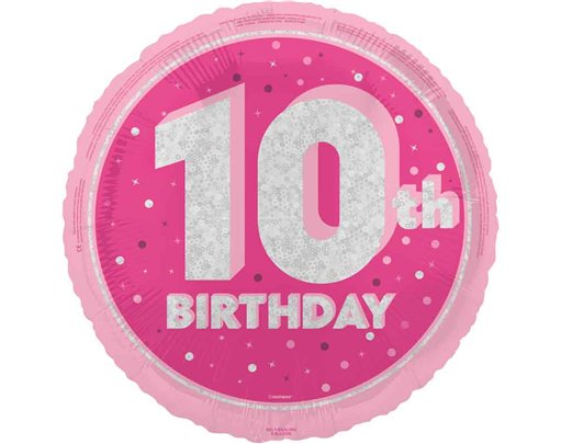 18in GLITZ PINK 10TH BIRTHDAY FOIL BALLOON