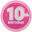 18in GLITZ PINK 10TH BIRTHDAY FOIL BALLOON