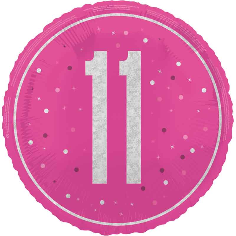 18in GLITZ PINK 11TH BIRTHDAY FOIL BALLOON
