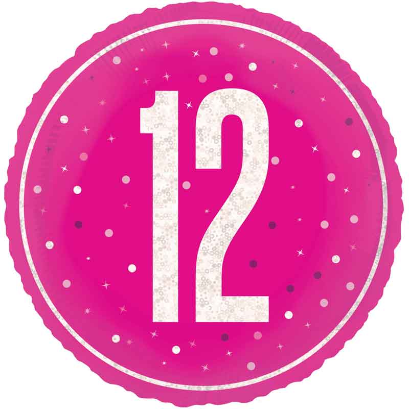 18in GLITZ PINK 12TH BIRTHDAY FOIL BALLOON