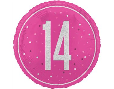 18in GLITZ PINK 14TH BIRTHDAY FOIL BALLOON