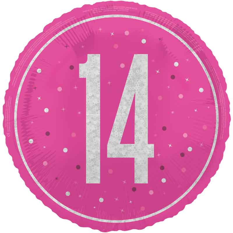 18in GLITZ PINK 14TH BIRTHDAY FOIL BALLOON